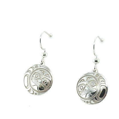 Earrings - Sterling Silver - Drop - Round - Moon - Small - 15mm