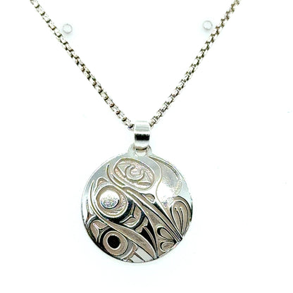 Pendant - Sterling Silver - Round - Hummingbird - Small - 20mm