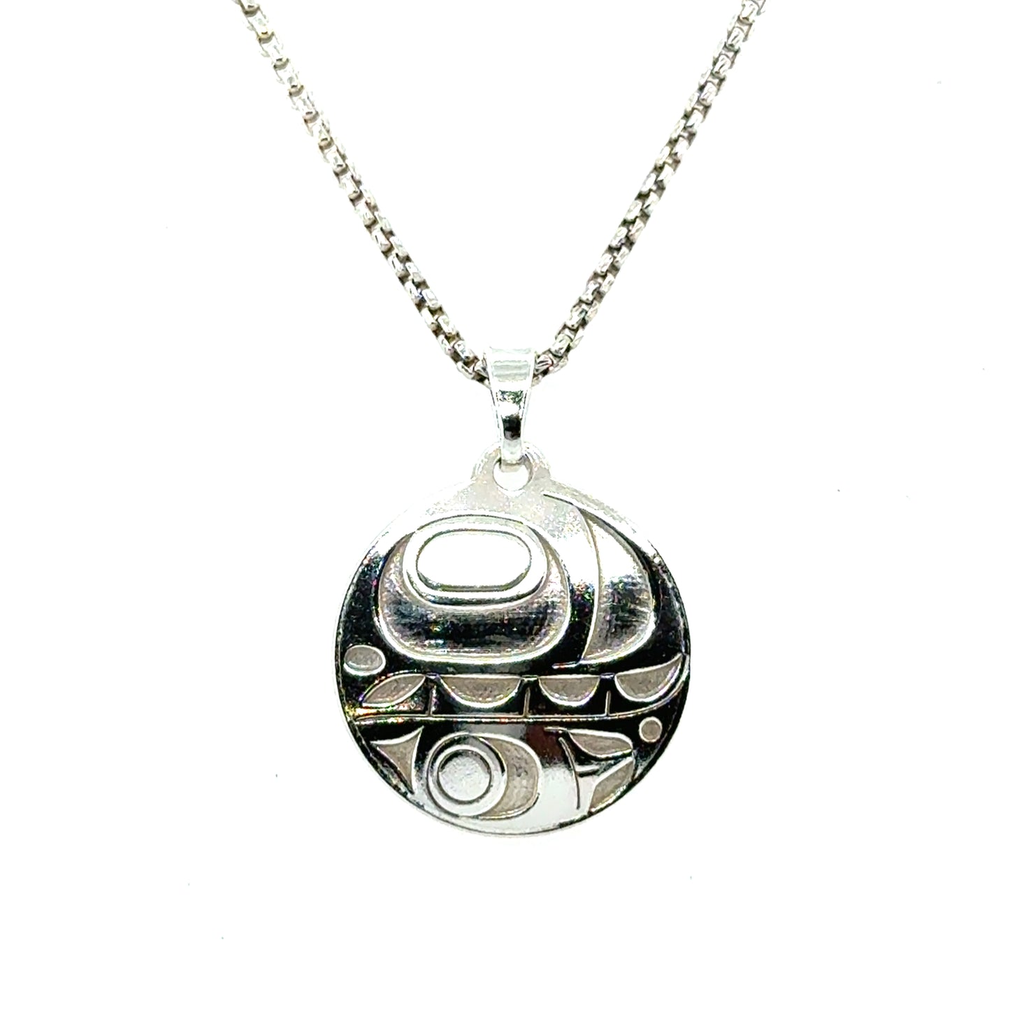 Pendant - Sterling Silver - Round - Orca - Small - 20mm