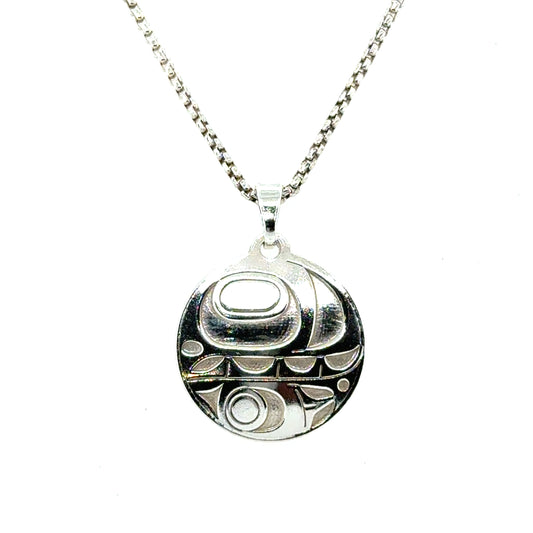 Pendant - Sterling Silver - Round - Orca - Small - 20mm