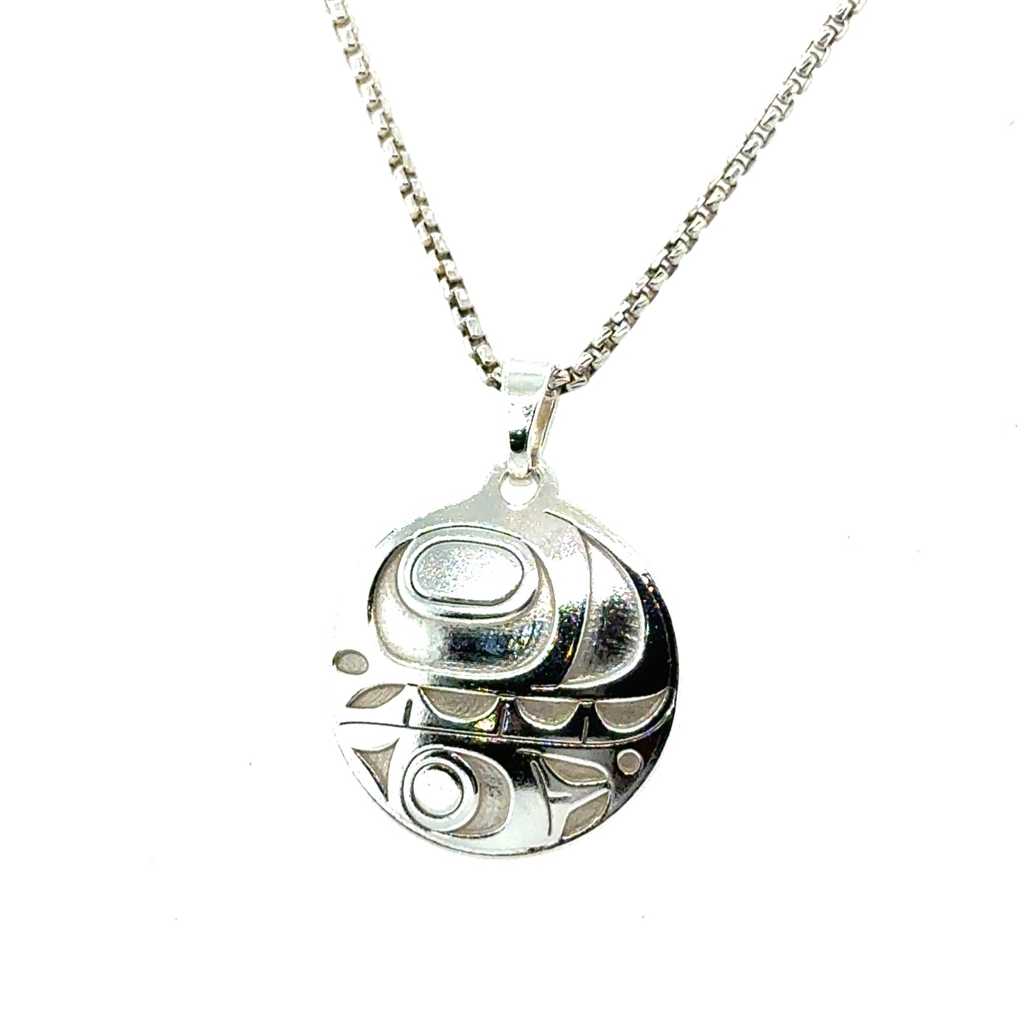 Pendant - Sterling Silver - Round - Orca - Small - 20mm