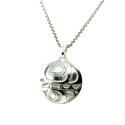 Pendant - Sterling Silver - Round - Orca - Small - 20mm