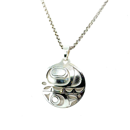 Pendant - Sterling Silver - Round - Orca - Small - 20mm