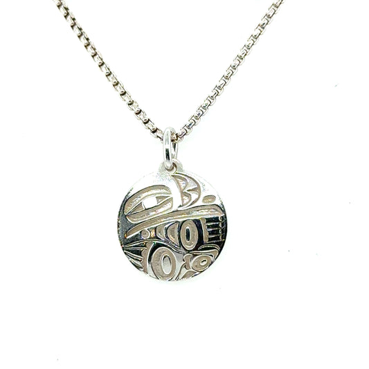 Pendant - Sterling Silver - Round - Raven - Mini - 15mm