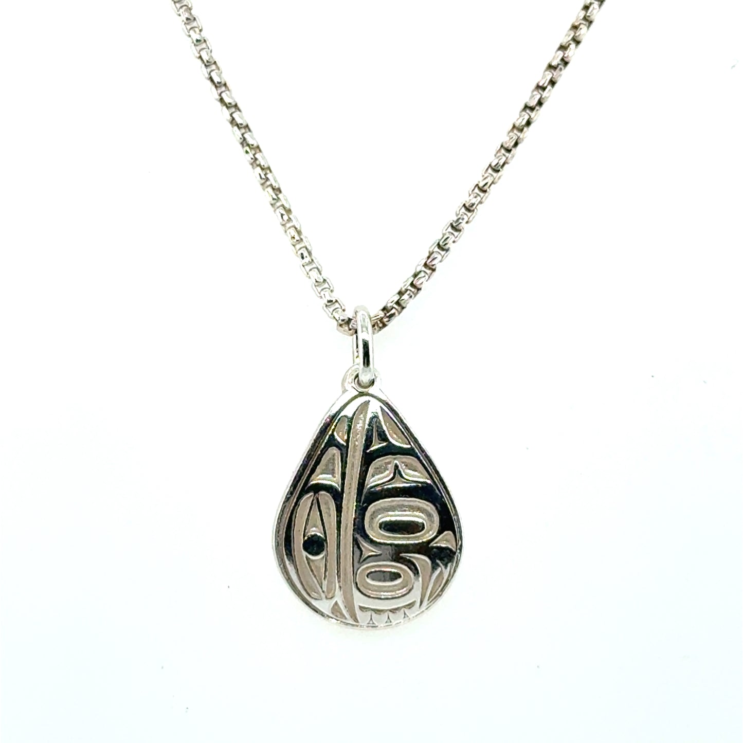 Pendant - Sterling Silver - Teardrop - Raven - Mini - 19mm