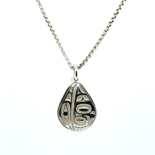 Pendant - Sterling Silver - Teardrop - Raven - Mini - 19mm