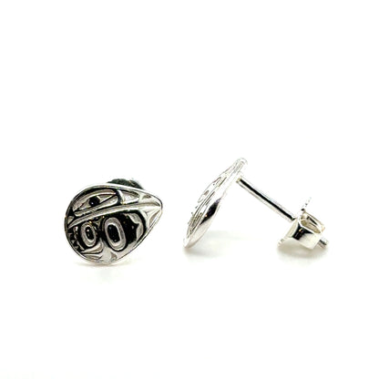 Earrings - Sterling Silver - Stud - Raven - Micro - Teardrop
