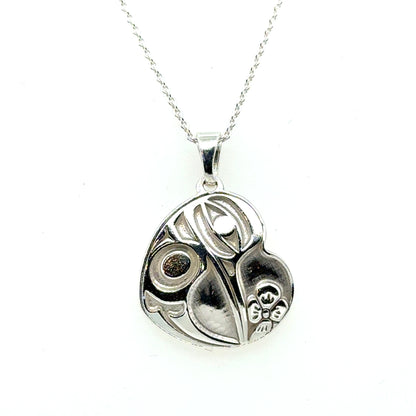 Pendant - Sterling Silver - Heart - Hummingbird
