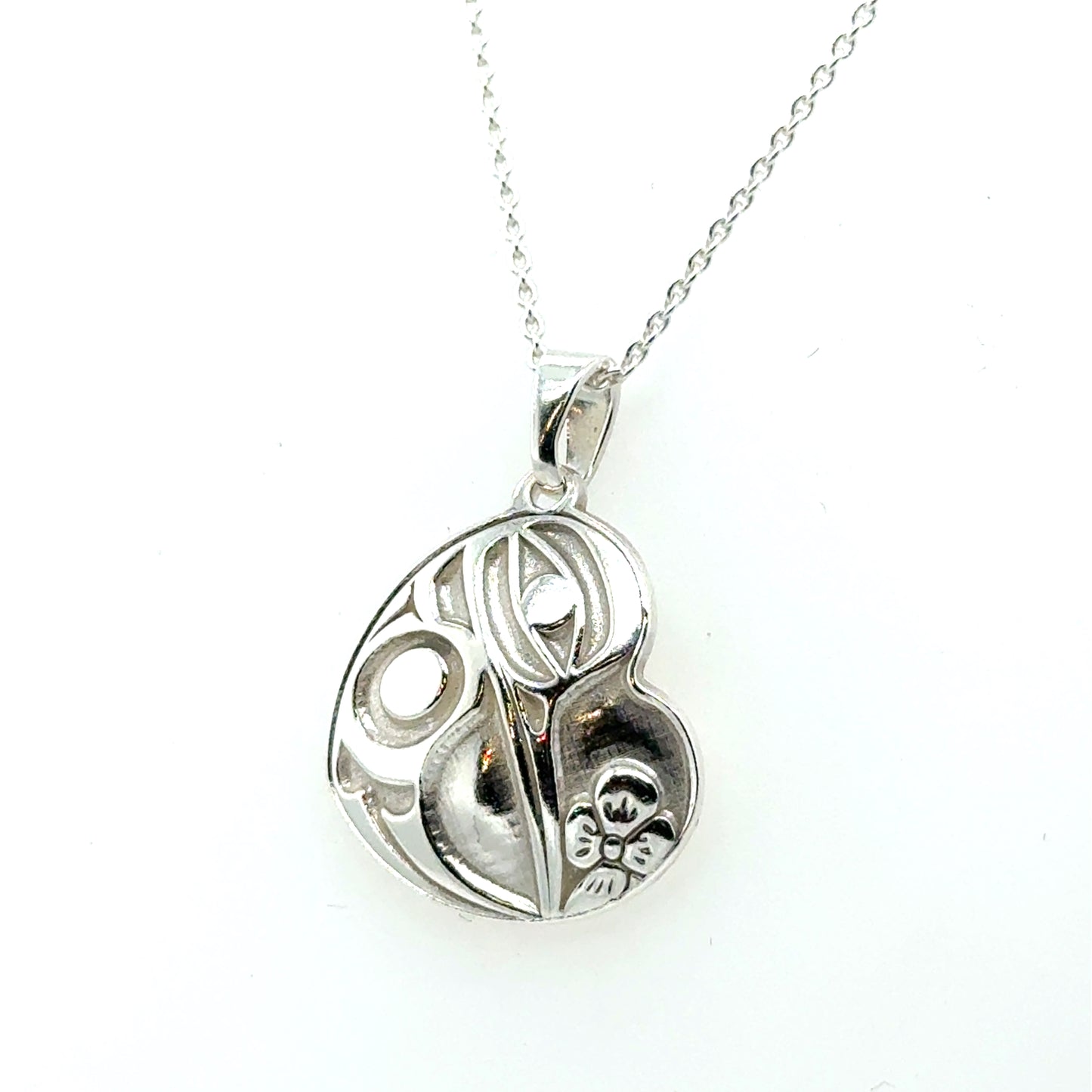 Pendant - Sterling Silver - Heart - Hummingbird