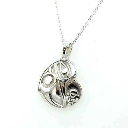 Pendant - Sterling Silver - Heart - Hummingbird