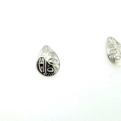 Earrings - Sterling Silver - Stud - Raven - Micro - Teardrop