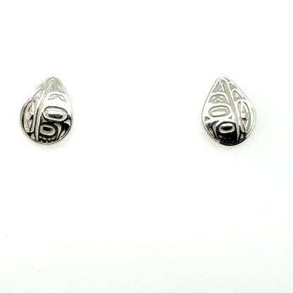 Earrings - Sterling Silver - Stud - Raven - Micro - Teardrop