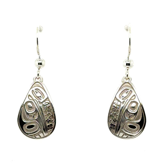 Earrings - Sterling Silver - Drop - Teardrop - Hummingbird Floral - Small - 18mm