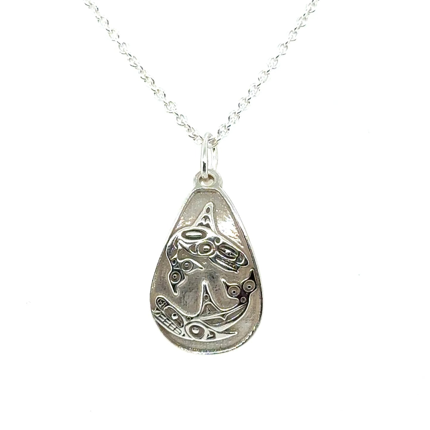 Pendant - Sterling Silver - Teardrop - Orca - Mini - 20mm