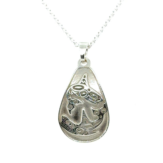 Pendant - Sterling Silver - Teardrop - Orca - Small - 25mm