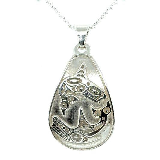 Pendant - Sterling Silver - Teardrop - Orca - Medium - 30mm