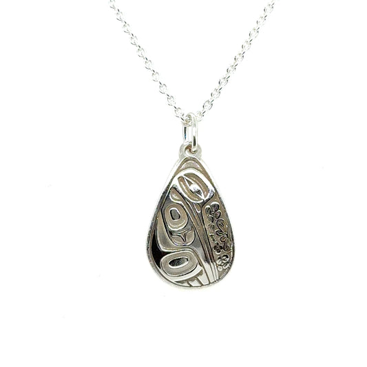 Pendant - Sterling Silver - Teardrop - Hummingbird - Mini - 19mm