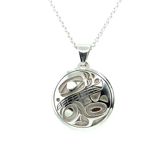 Pendant - Sterling Silver - Round - Orca 2 - Small - 20mm