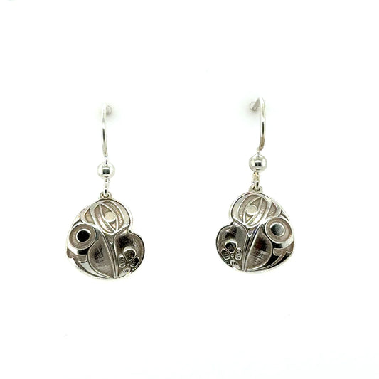 Earrings - Sterling Silver - Drop - Heart - Hummingbird - Small - 15mm