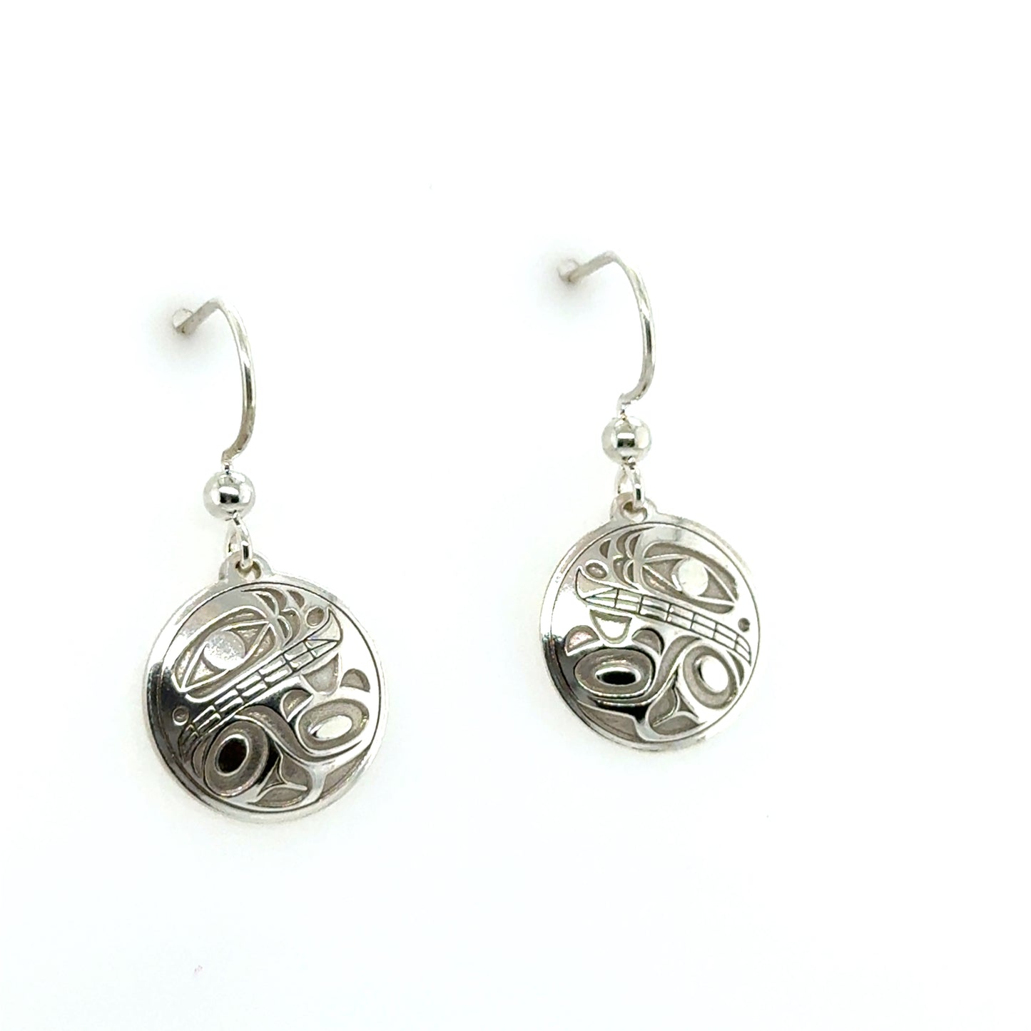 Earrings - Sterling Silver - Drop - Round - Orca 2 - Small - 15mm