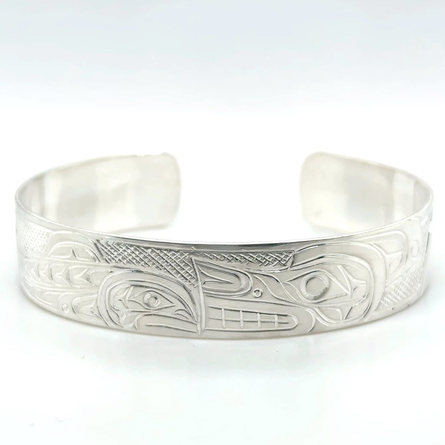 Bracelet - Sterling Silver - 1/2" - Wolf & Salmon
