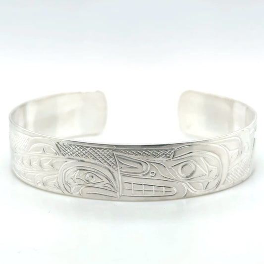 Bracelet - Sterling Silver - 1/2" - Wolf & Salmon