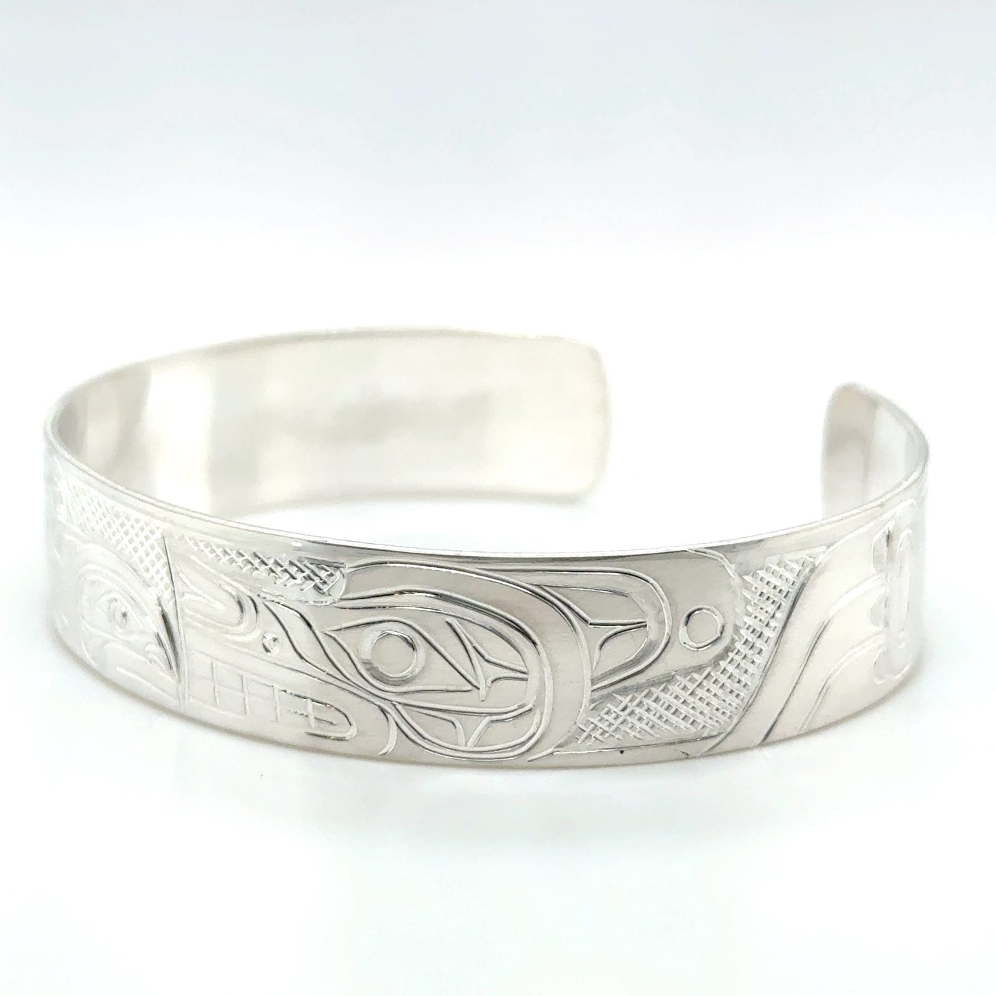 Bracelet - Sterling Silver - 1/2" - Wolf & Salmon