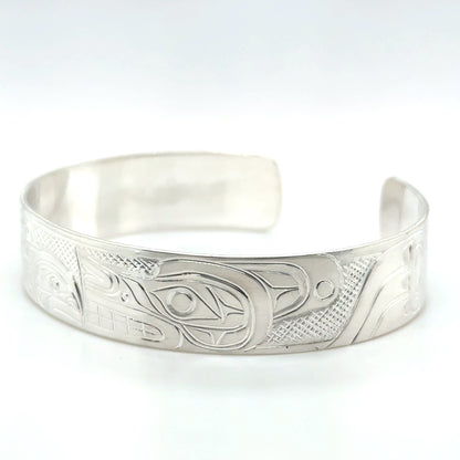 Bracelet - Sterling Silver - 1/2" - Wolf & Salmon