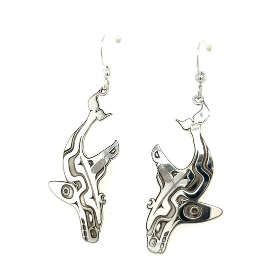 Earrings - Sterling Silver - Cutout Whale