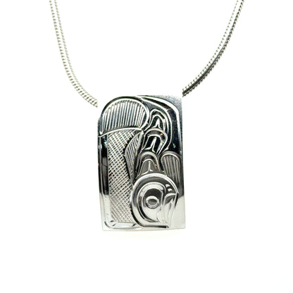 Pendant - Sterling Silver - Rectangle - Salmon