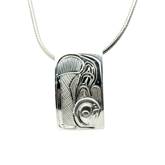Pendant - Sterling Silver - Rectangle - Salmon