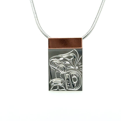 Pendant - Sterling Silver & Copper - Rectangle - Orca