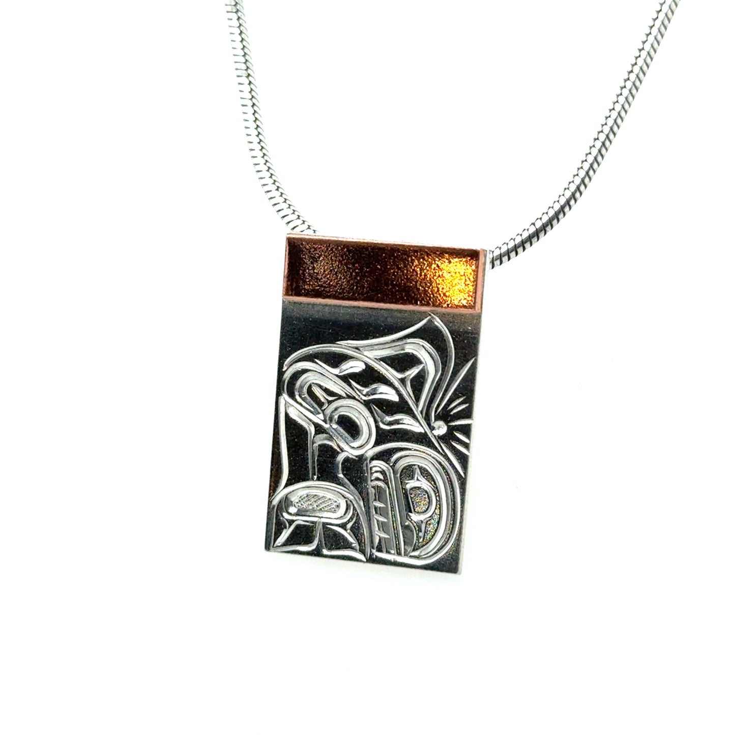 Pendant - Sterling Silver & Copper - Rectangle - Orca