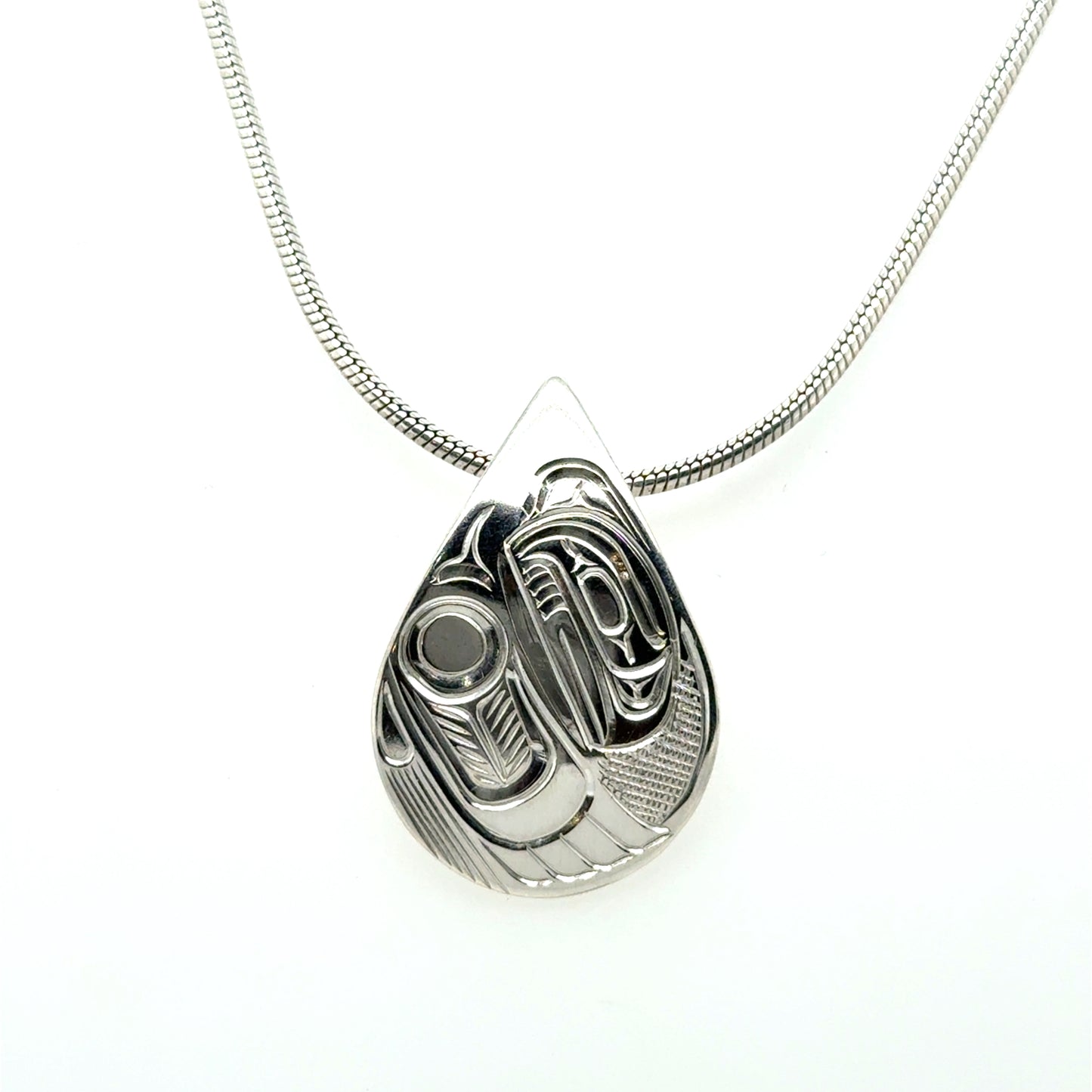 Pendant - Sterling Silver - Teardrop - Raven