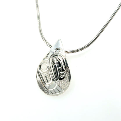 Pendant - Sterling Silver - Teardrop - Raven