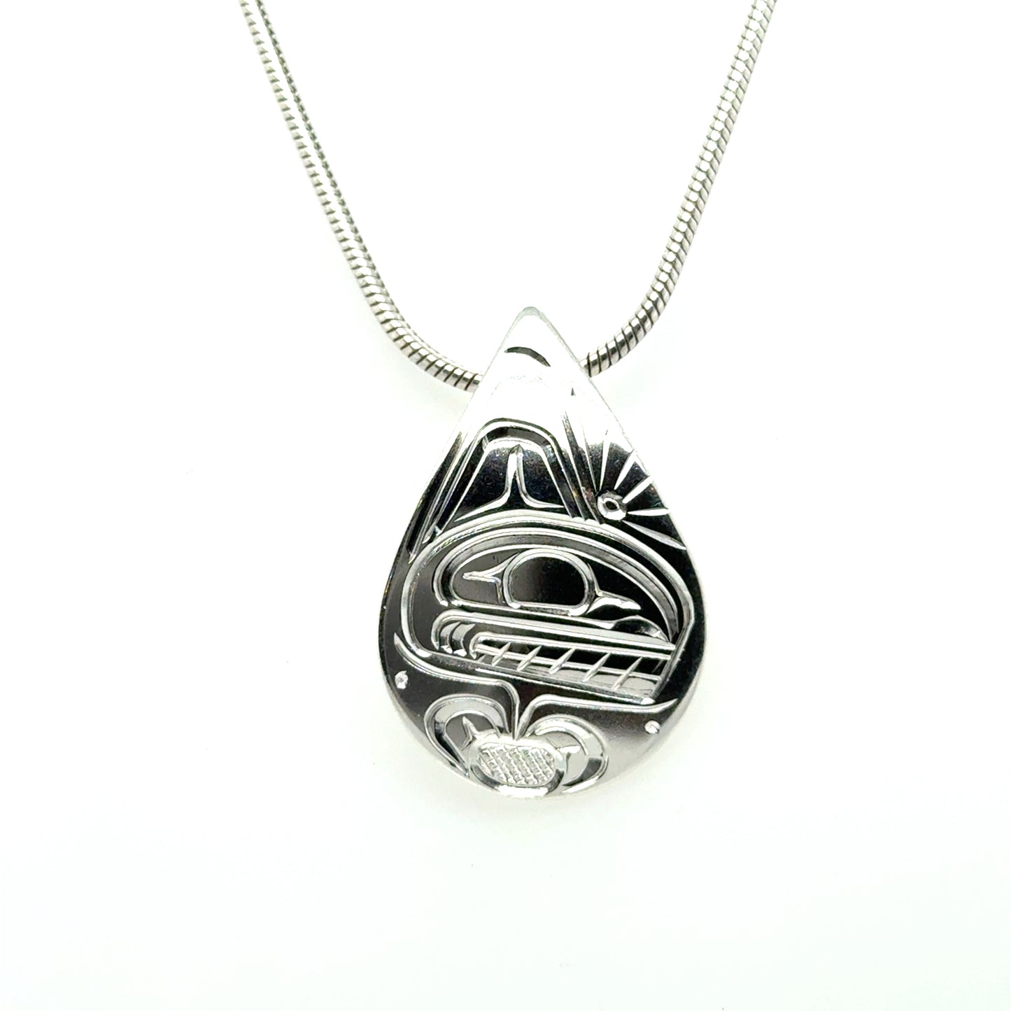 Pendant - Sterling Silver - Teardrop - Orca