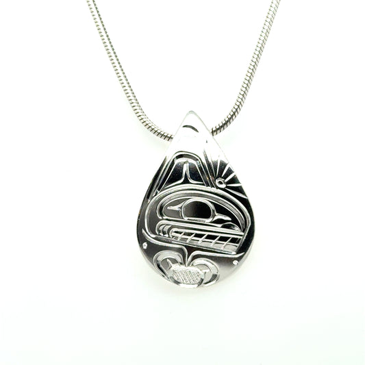 Pendant - Sterling Silver - Teardrop - Orca