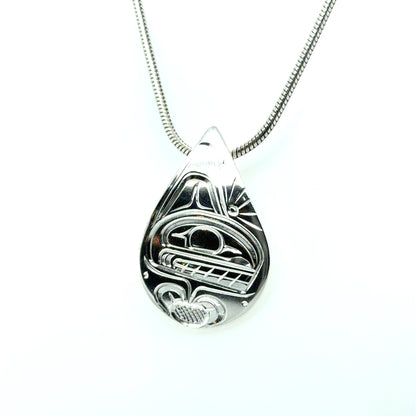 Pendant - Sterling Silver - Teardrop - Orca