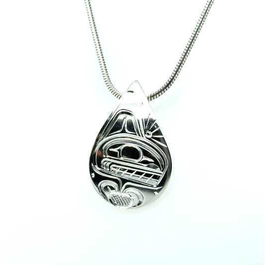 Pendant - Sterling Silver - Teardrop - Orca