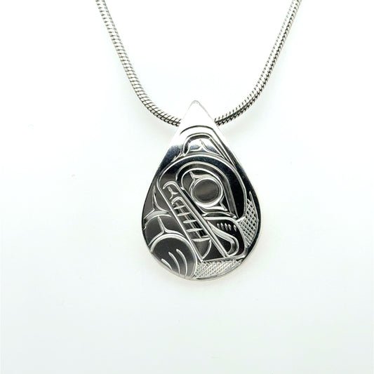 Pendant - Sterling Silver - Teardrop - Bear
