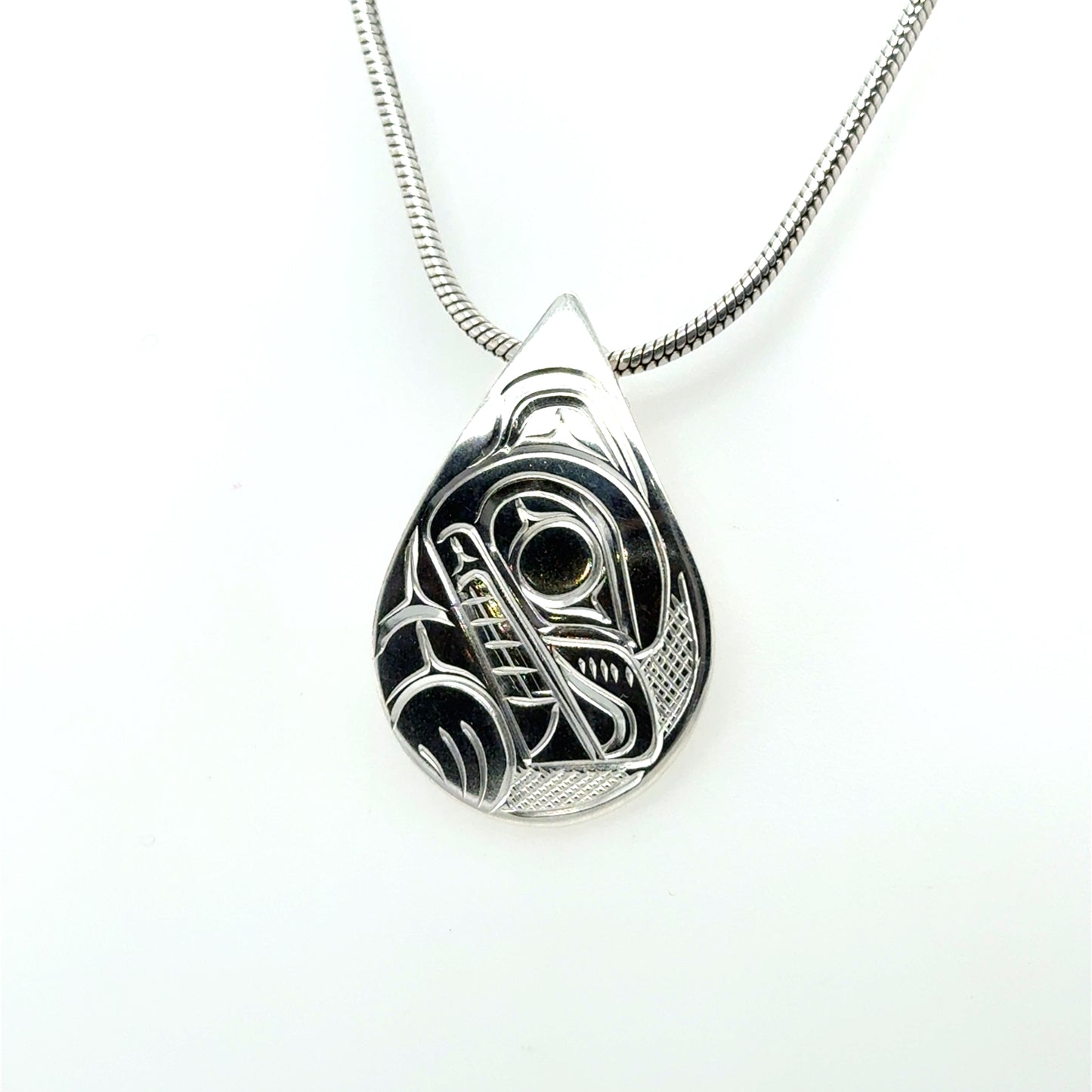 Pendant - Sterling Silver - Teardrop - Bear