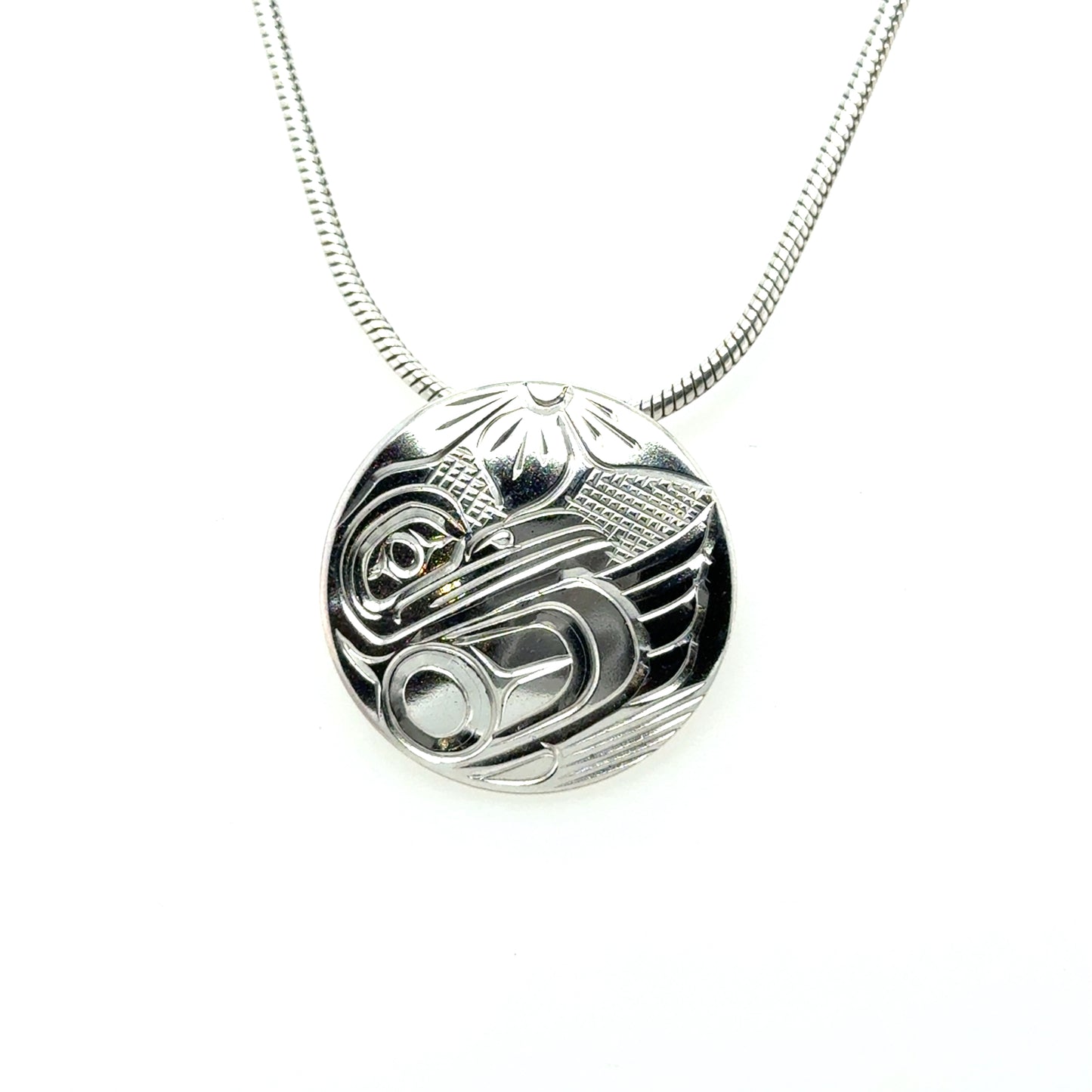 Pendant - Sterling Silver - Round - Hummingbird