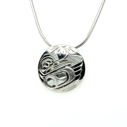 Pendant - Sterling Silver - Round - Hummingbird