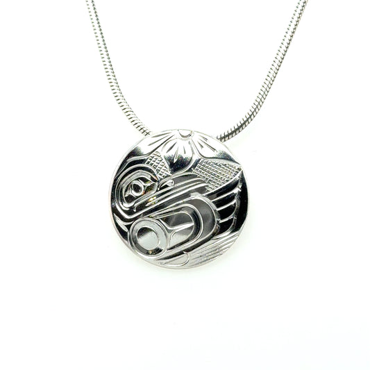 Pendant - Sterling Silver - Round - Hummingbird