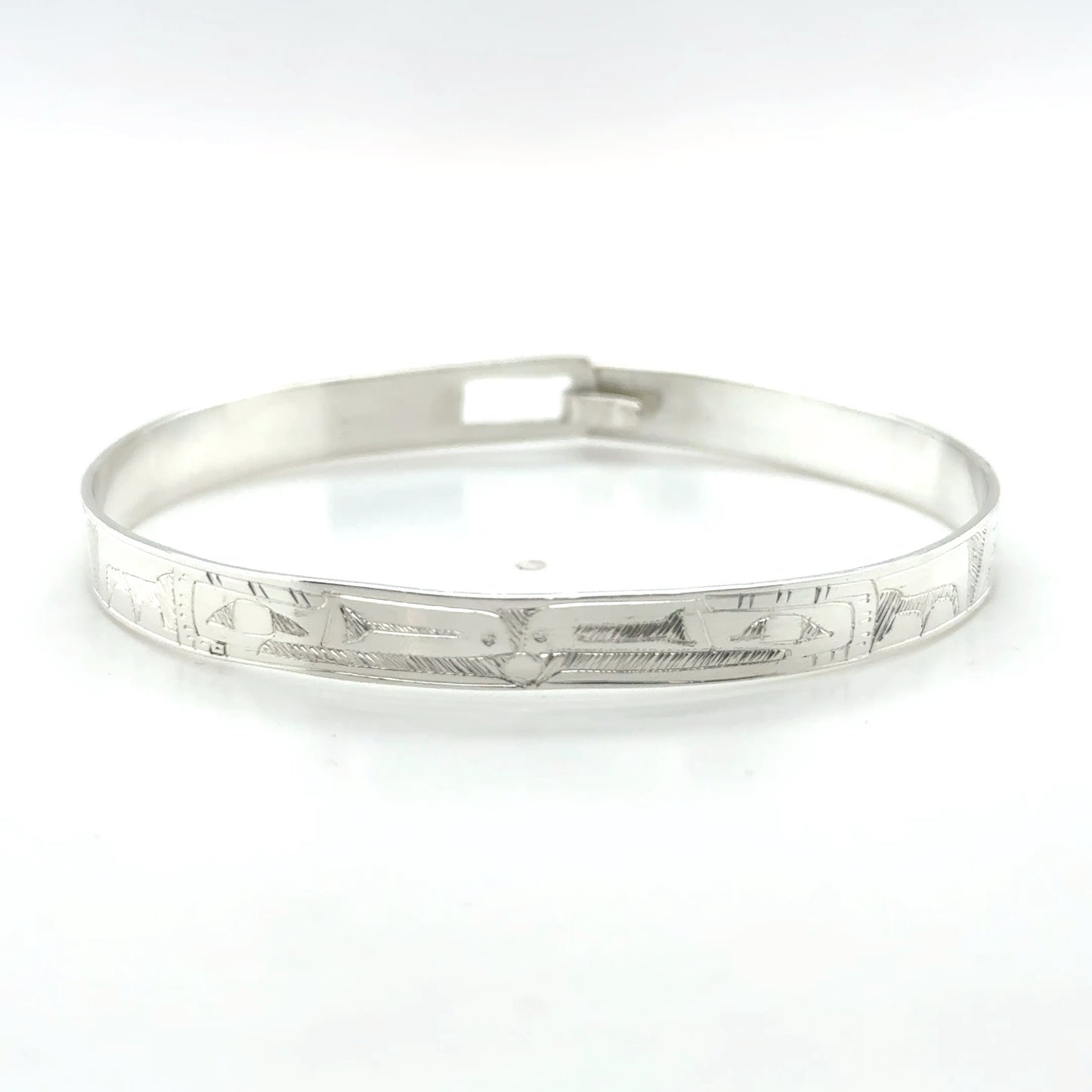 Bangle - Sterling Silver - 1/4" - Ravens - Shorter Length