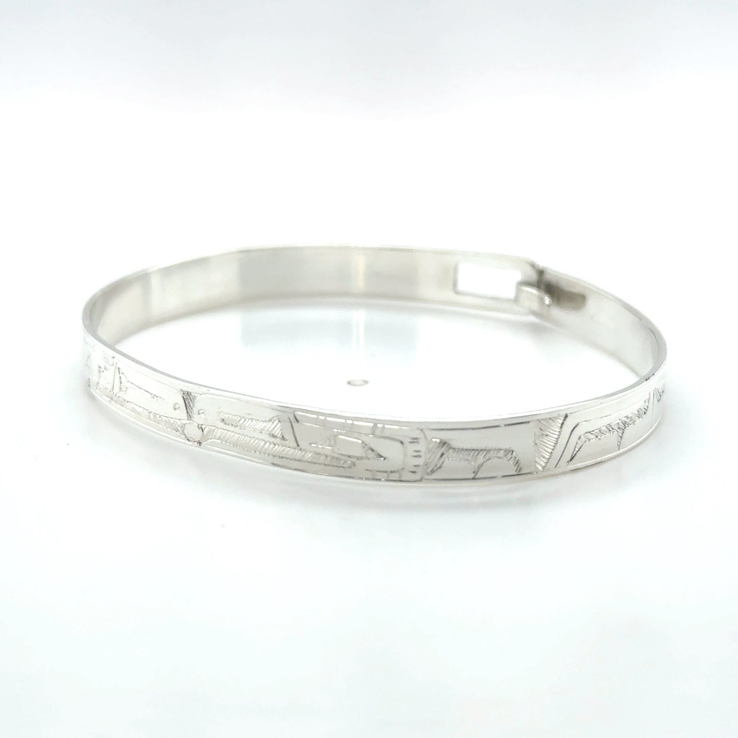 Bangle - Sterling Silver - 1/4" - Ravens - Shorter Length