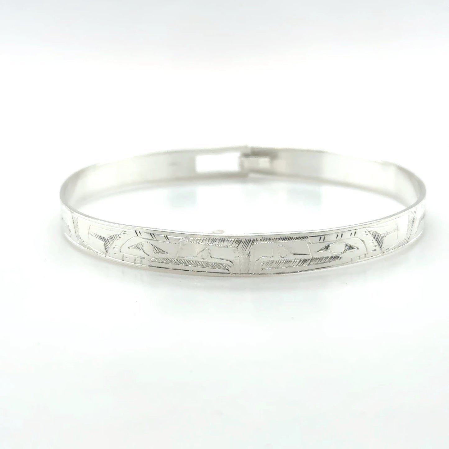 Bangle - Sterling Silver - 1/4" - Eagles - Shorter Length