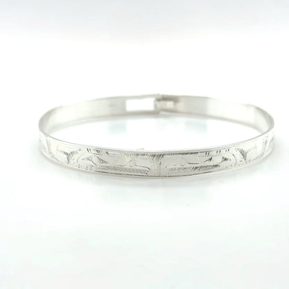 Bangle - Sterling Silver - 1/4" - Eagles - Shorter Length