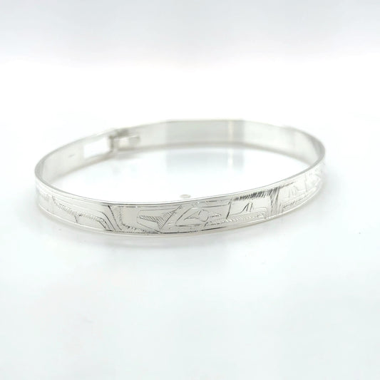Bangle - Sterling Silver - 1/4" - Eagles - Shorter Length