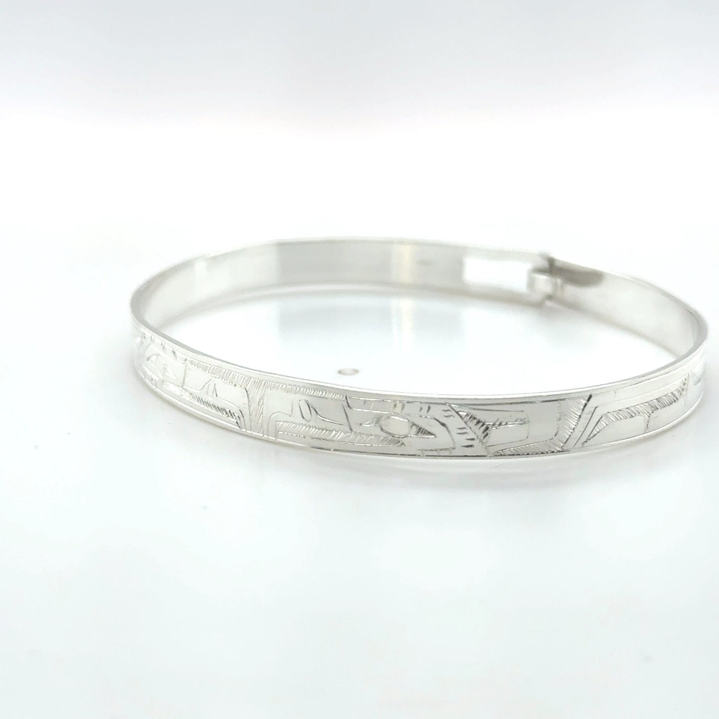 Bangle - Sterling Silver - 1/4" - Eagles - Shorter Length